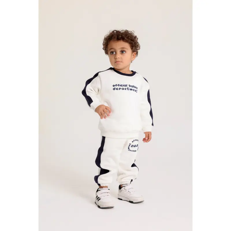 Baby Boys Cotton Outfit Set  Off-White with Official Babies Department Design