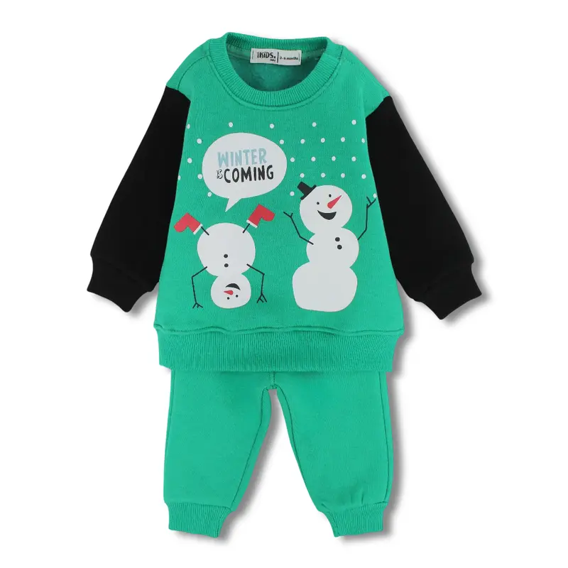 Baby Boys Cotton Pajama Set  Green with Winter is Coming Print