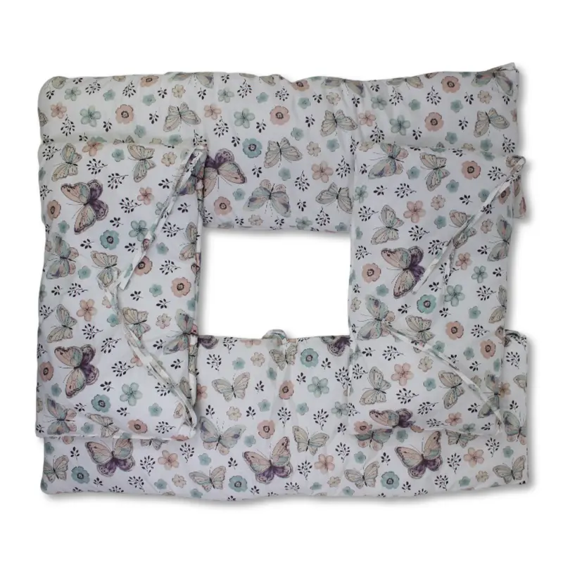 Baby Crib Bumper Set  Off-White with Flowers & Butterfly Print