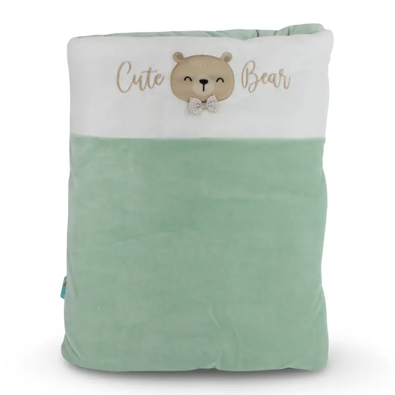 Baby Girls Velvet Baby Sleeping Bag  Mint with Bear Design