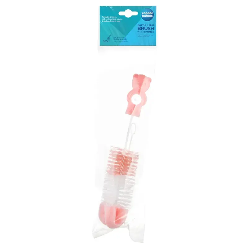Canpol Babies Brush for Bottles and Teats with Sponge  Pink
