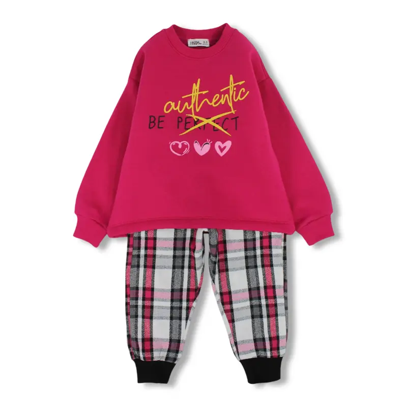 Girls Cotton Pajama Set  Fuchsia with Be Authentic Print