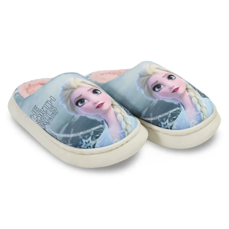 Girls Fur Slippers  Mint with Frozen The North Calls Print