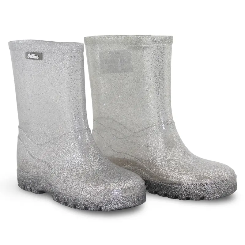 Girls Rubber Rain Boots  Silver