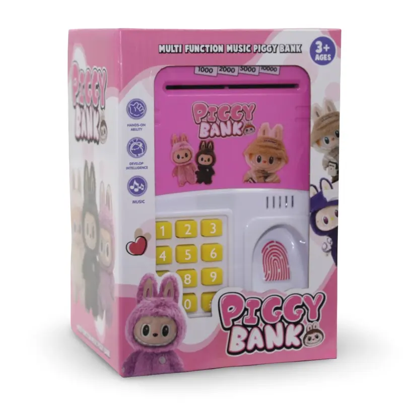 Multifunction Music Money Safe  Pink Labubu Design