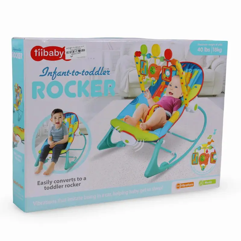 Tiibaby Infant-to-Toddler Rocker - Aqua with a Giraffe Print