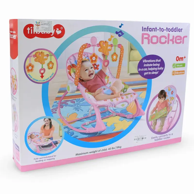 Tiibaby Infant to Toddler Rocker (Music & Vibrations) 18kg - Pink with Flowers