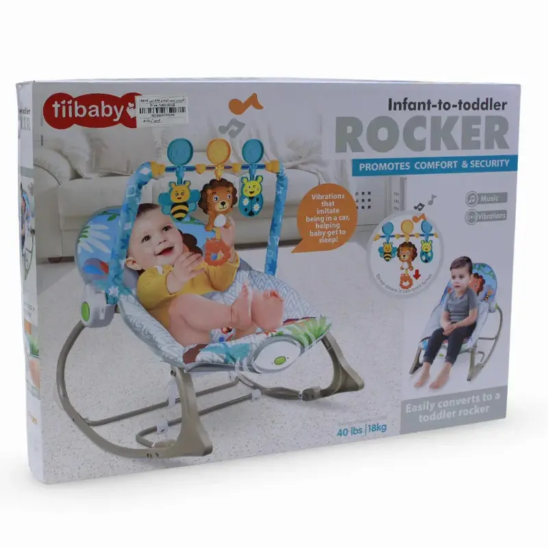 Tiibaby Infant to Toddler Rocker Promotes (Comfort & Security) 18Kg - Blue & Grey