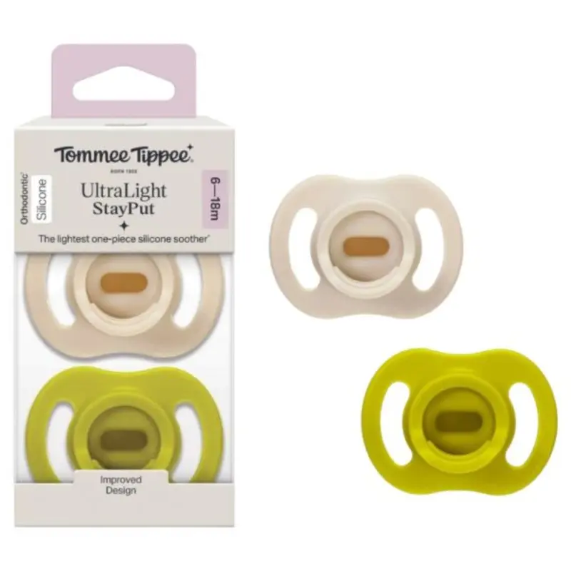 Tommee Tippee Ultra-Light StayPut Silicone Soother  618 Months (Pack of 2)