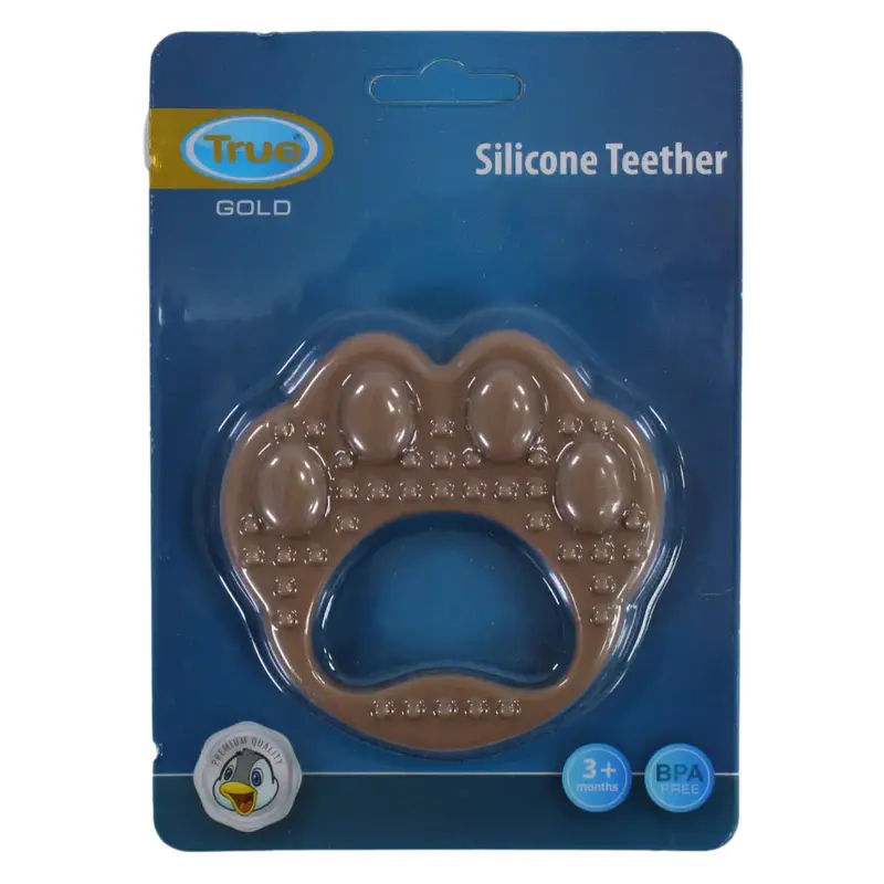 True Gold Silicone Teether  Brown Paw