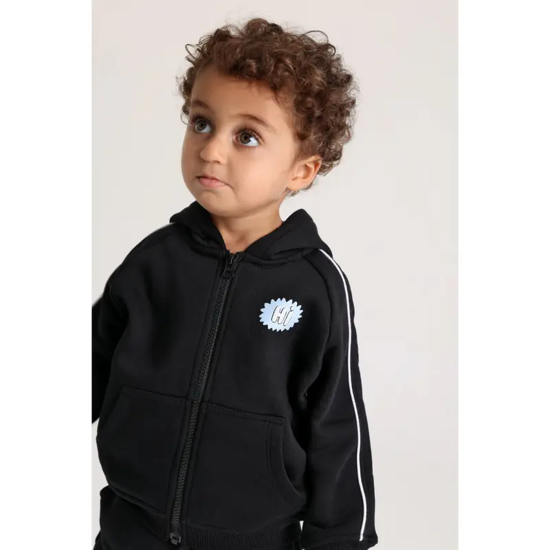 Unisex Baby Cotton Hoodie  Black with Hi Design