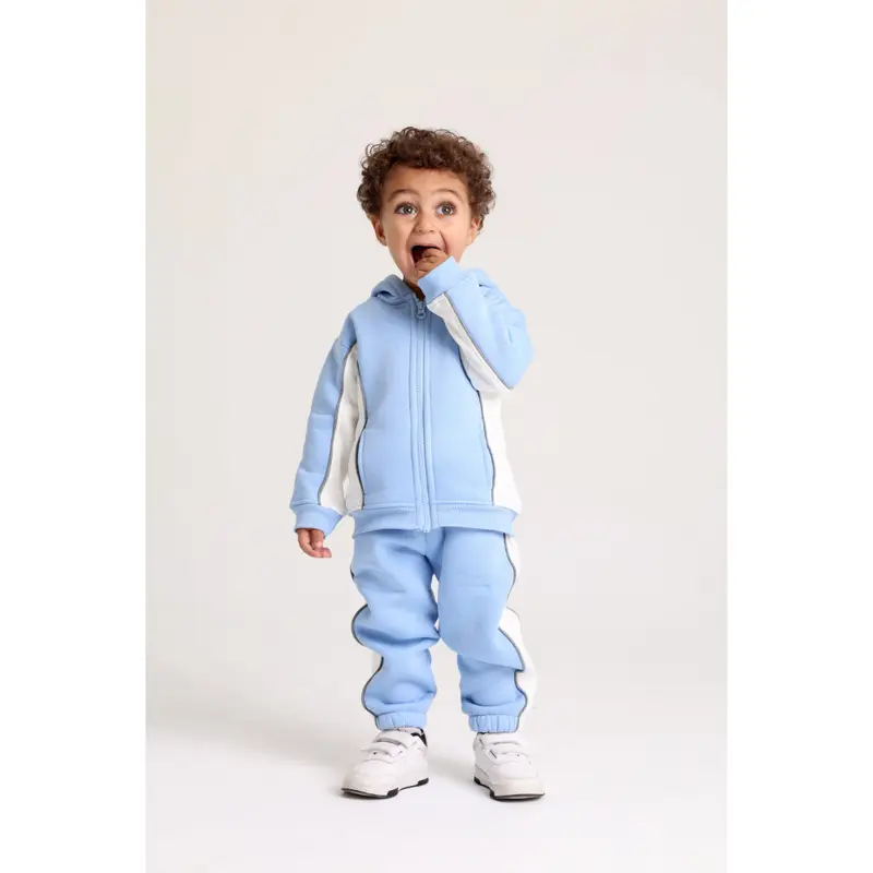 Unisex Baby Cotton Outfit Set  Baby Blue with Elephant Print