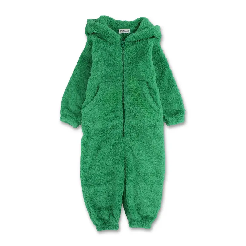 Unisex Fleeced Hooded Onesie Pajama  Green