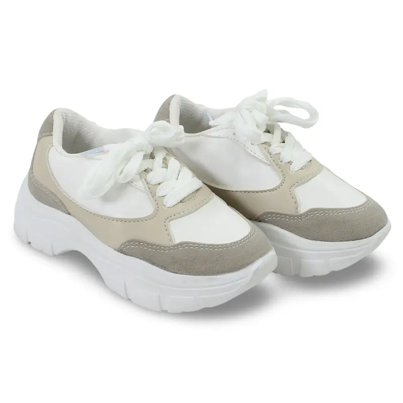 Unisex Leather Sneakers   Beige & White
