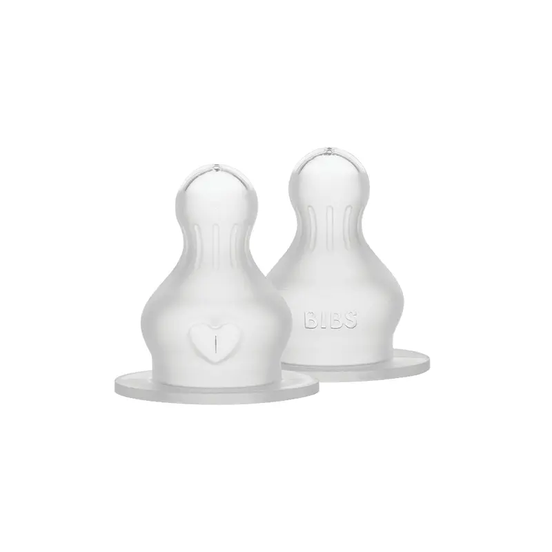BIBS Baby Bottle Nipple Round Silicone Pack of 2  Medium Flow
