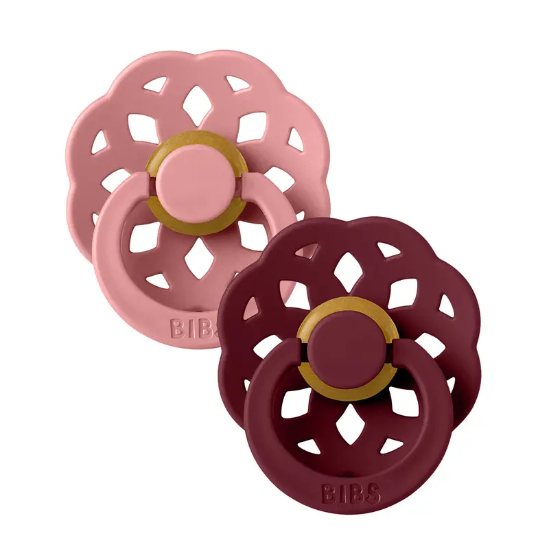 BIBS Boheme Pacifier Pack of 2  Latex Size 1 Dusty Pink/Elderberry