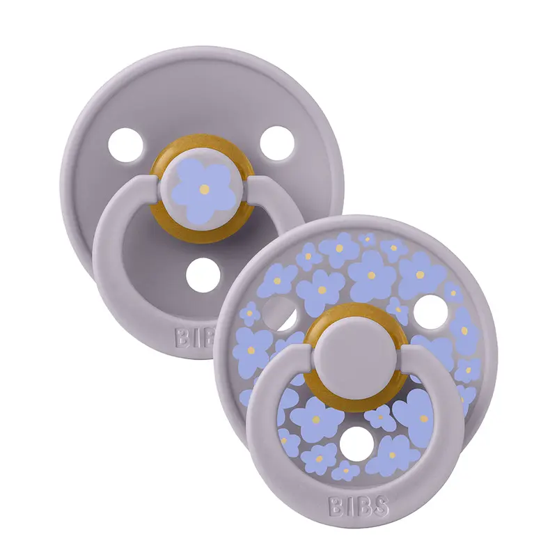 BIBS Colour Natural Rubber Pacifier Pack of 2  Jasmine Latex Size 1 Fossil Grey Mix
