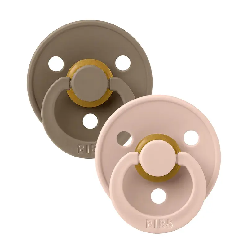 BIBS Colour Natural Rubber Pacifiers Pack of 2  Dark Oak/Blush +0m