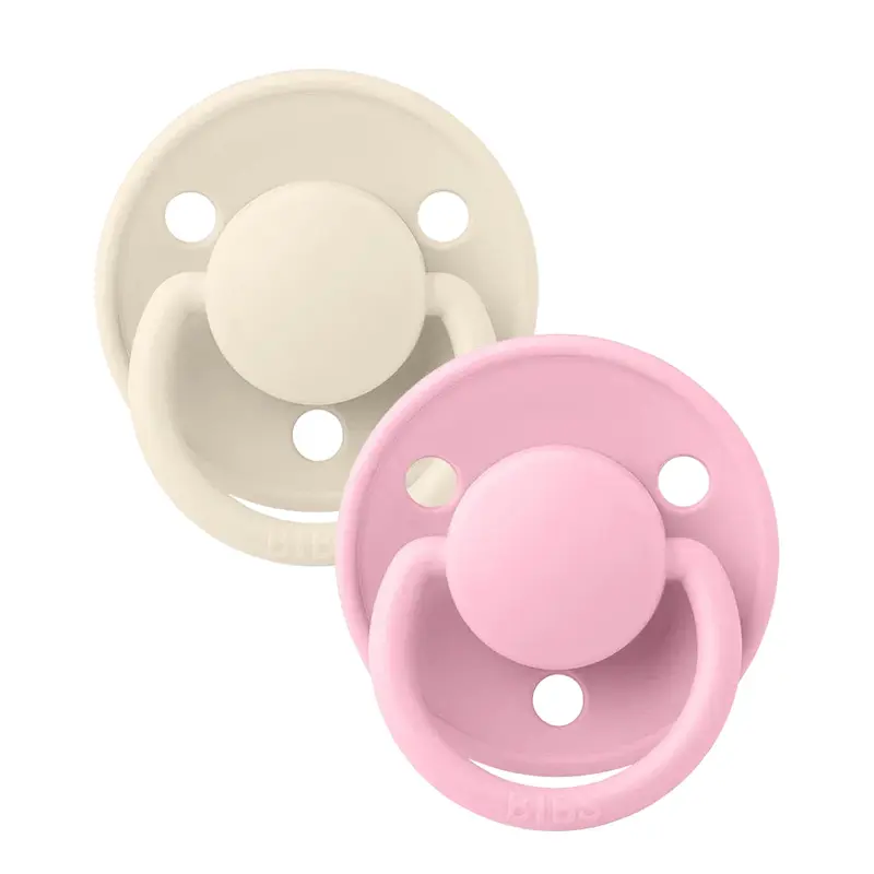 BIBS De Lux Cilicone Pacifier Pack of 2  One Size Ivory/Baby Pink