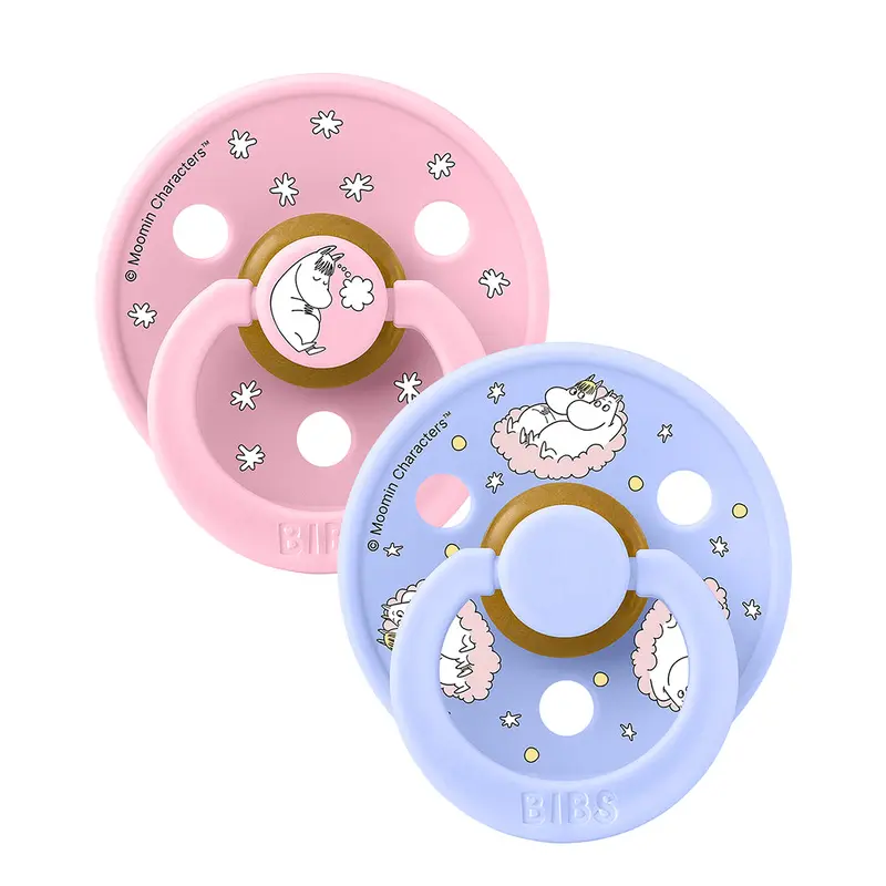 Bibs x Moomin Colour Natural Rubber Pacifier Pack of 2  Dreaming Latex Size 1 Baby Pink Mix