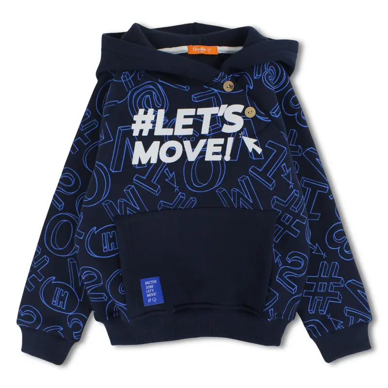 Boys Cotton Hoodie  Let's Move Print