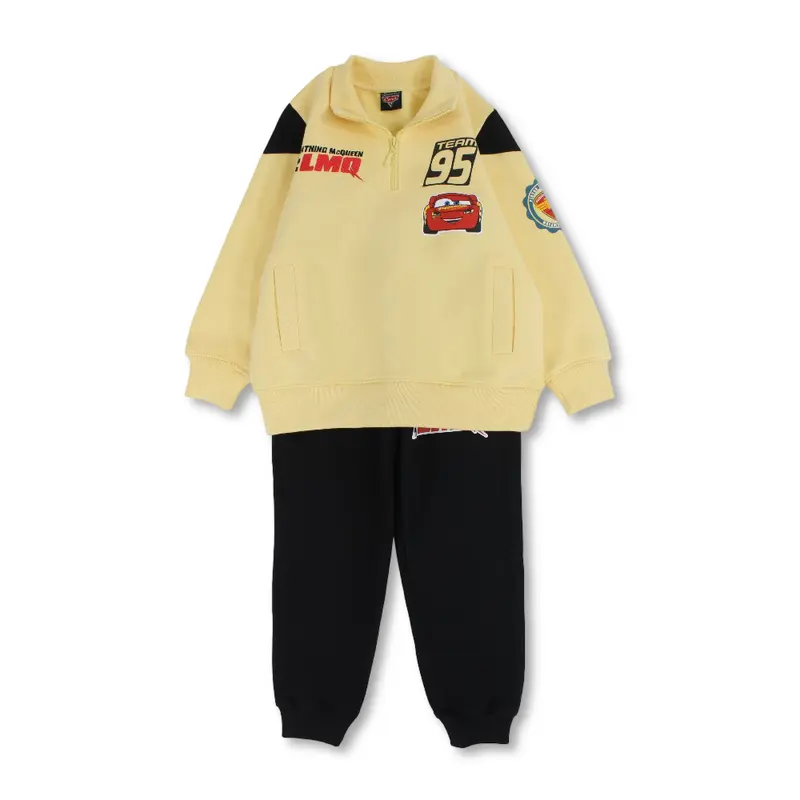 Boys Cotton Pajama Set  Yellow & Black with Cars Team 95 Print