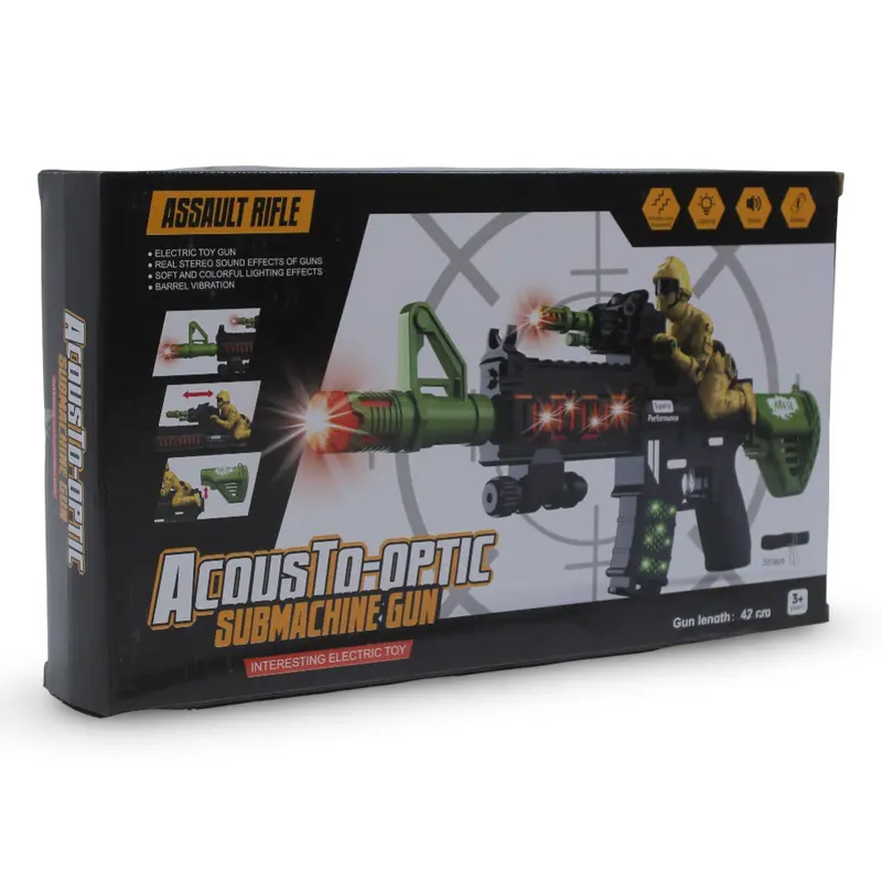 Acousto-Optic Submachine Gun Toy  Light, Sound & Vibration Battle Fun