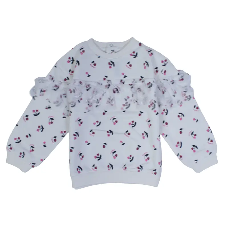 Baby Girls Cotton Sweatshirt  Off-White with Ruffles