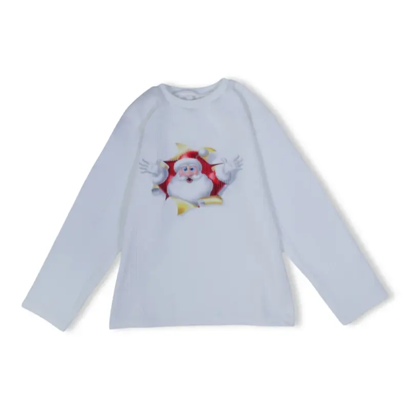 Unisex Cotton T-Shirt  Off-White with Santa Print