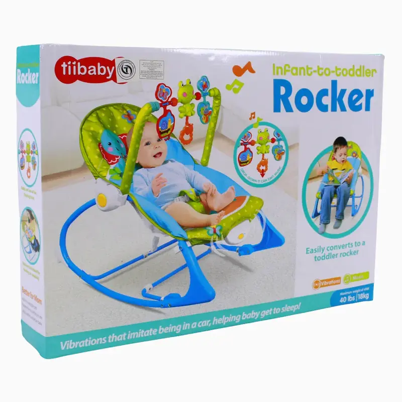 Baby Rocker with Toys and Music - Green & Blue