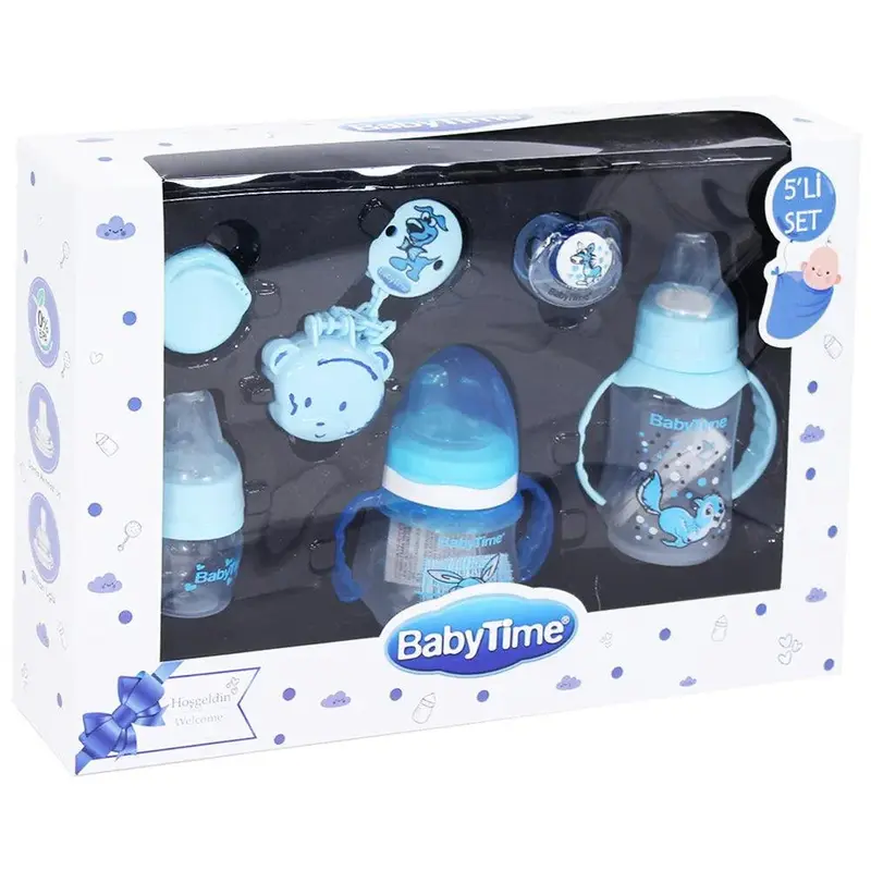 Baby Time Baby Welcome Set Baby Bottles & Pacifier Set of 5 (BT-206)