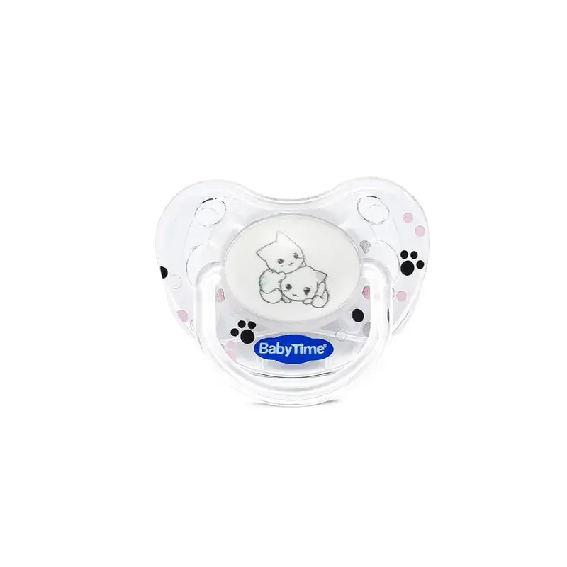 Baby Time Pacifier with Cap  Size 2  Cat Design