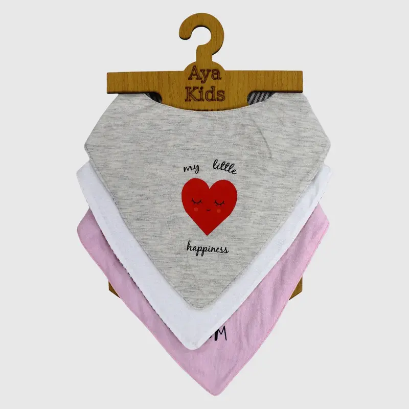 Pack of 3  Bibs Baby Girl Cotton Scarf Style Happiness Design