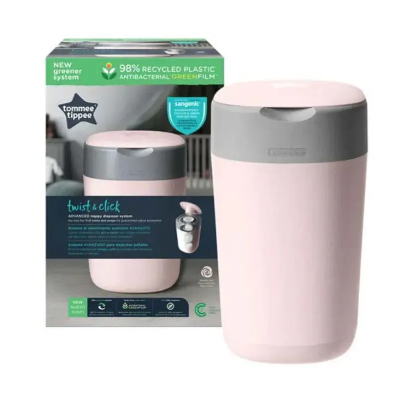 Tommee Tippee Twist & Click Nappy Disposal Bin - Pink
