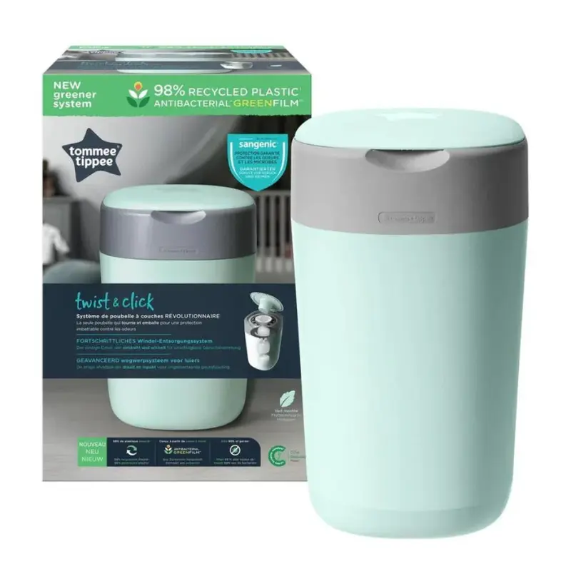 Tommee Tippee Twist & Click Sangenic Nappy Disposal Bin - Green