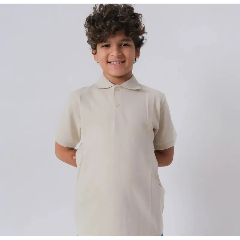 Beige Short-Sleeved Polo Shirt