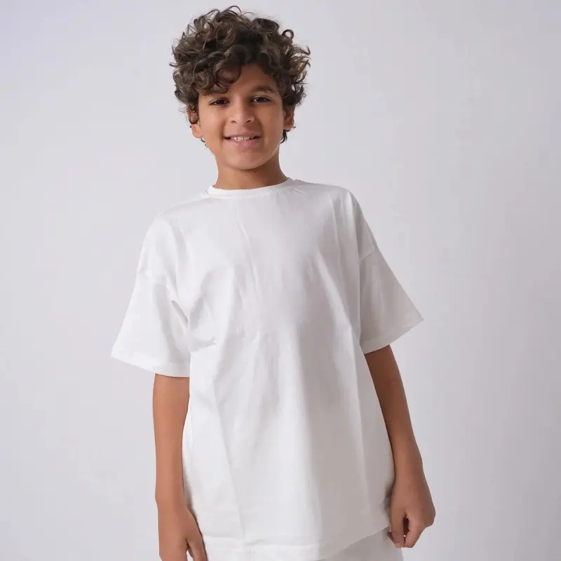 Unisex Plain Offwhite Short-Sleeved T-Shirt
