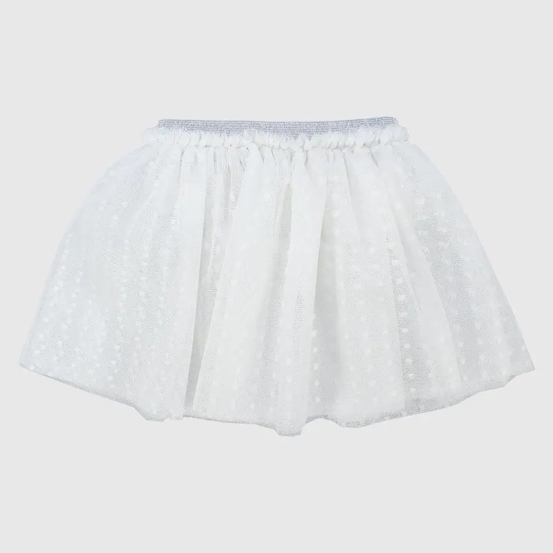 White Dotted Ruffled Skirt