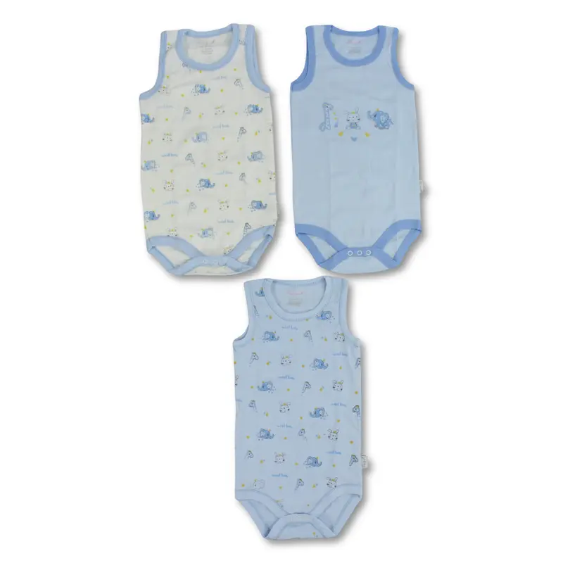 Baby Boys Cotton Underwear Bodysuit  Multicolor with Animal design (Pack of 3)