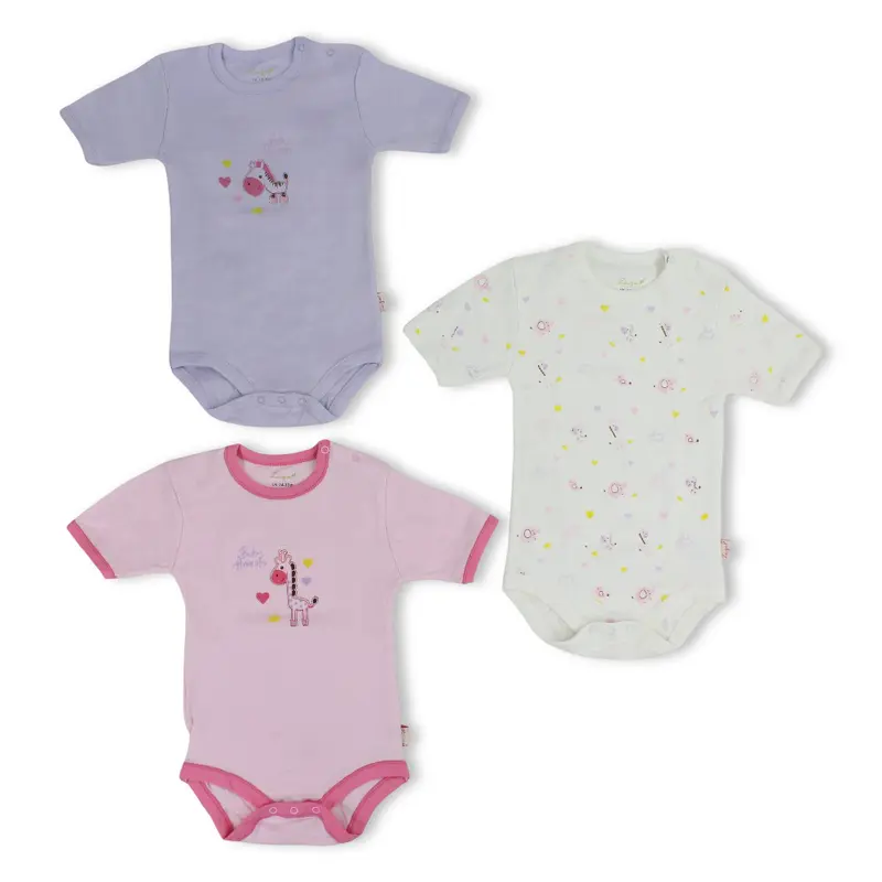 Baby Girls Cotton Short-Sleeved Underwear Bodysuit  Pack Of 3