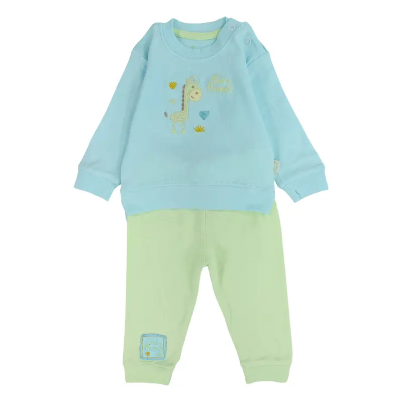 Unisex Baby Cotton Pajama Set  Aqua/Mint with Giraffe Design