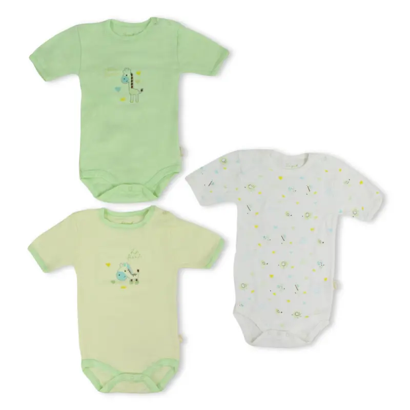 Unisex Baby Cotton Short-Sleeved Underwear Bodysuit  Pack Of 3