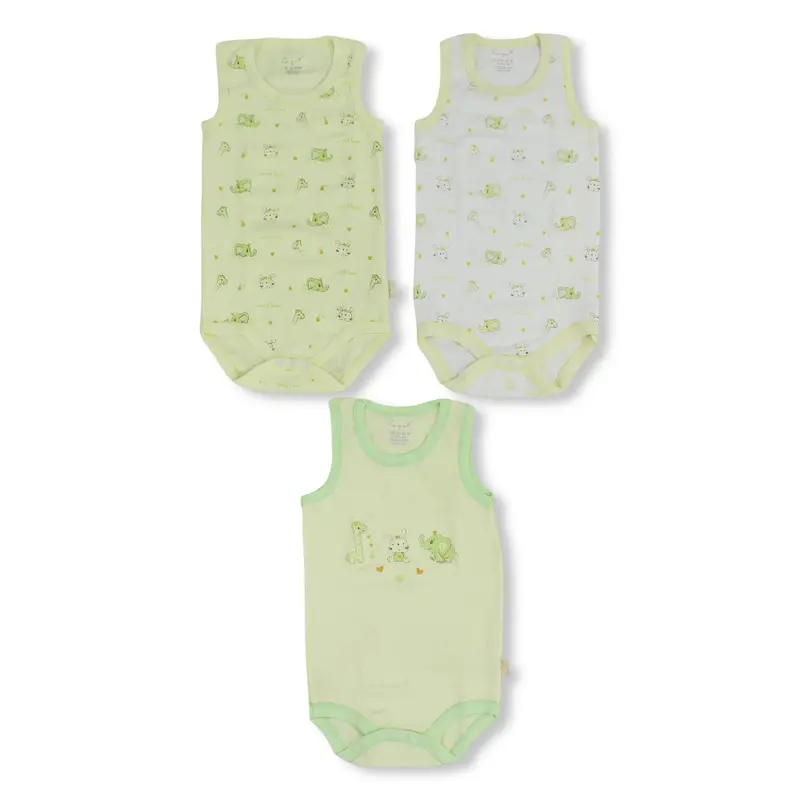 Unisex Baby Cotton Underwear Bodysuit with Animals Print   Pack Of 3