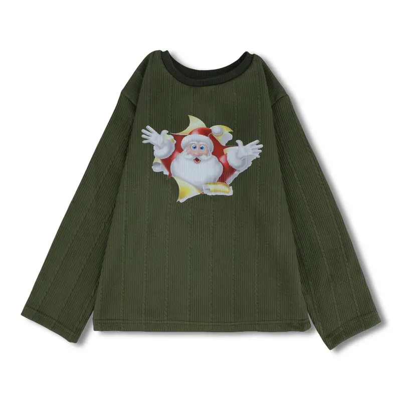 Unisex Cotton T-Shirt  Olive with Santa Print