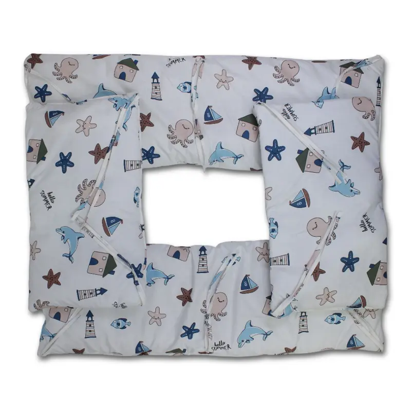 Baby Crib Bumper Set  Off-White with Nautical Prints