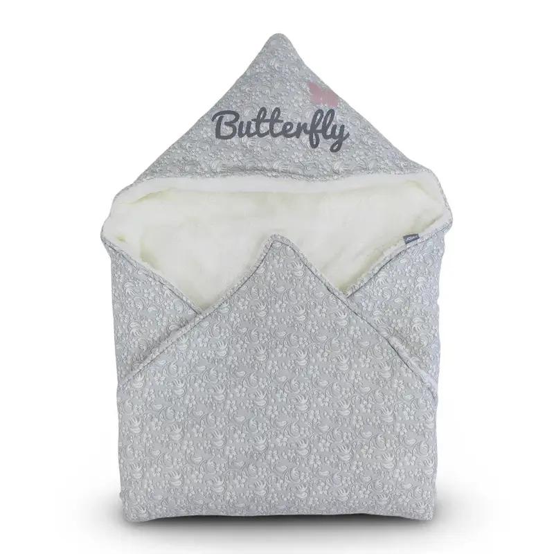 Cotton Baby Blanket  Grey with "Butterfly" Design