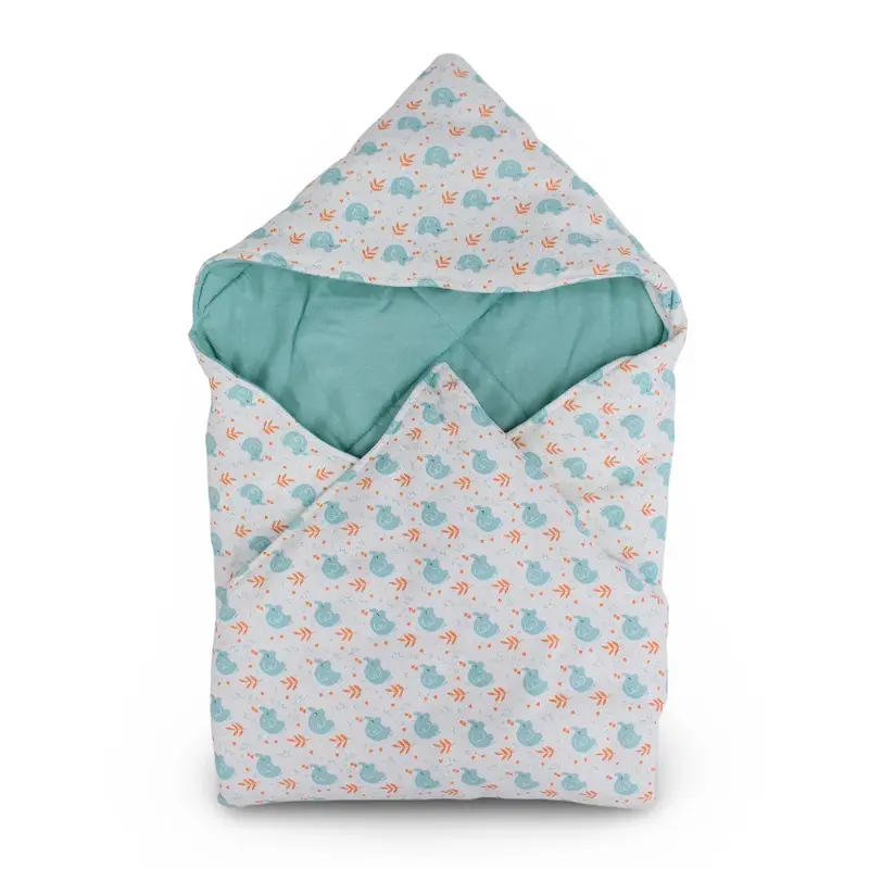 Cotton Baby Blanket  Off-White with Little Elephants Print