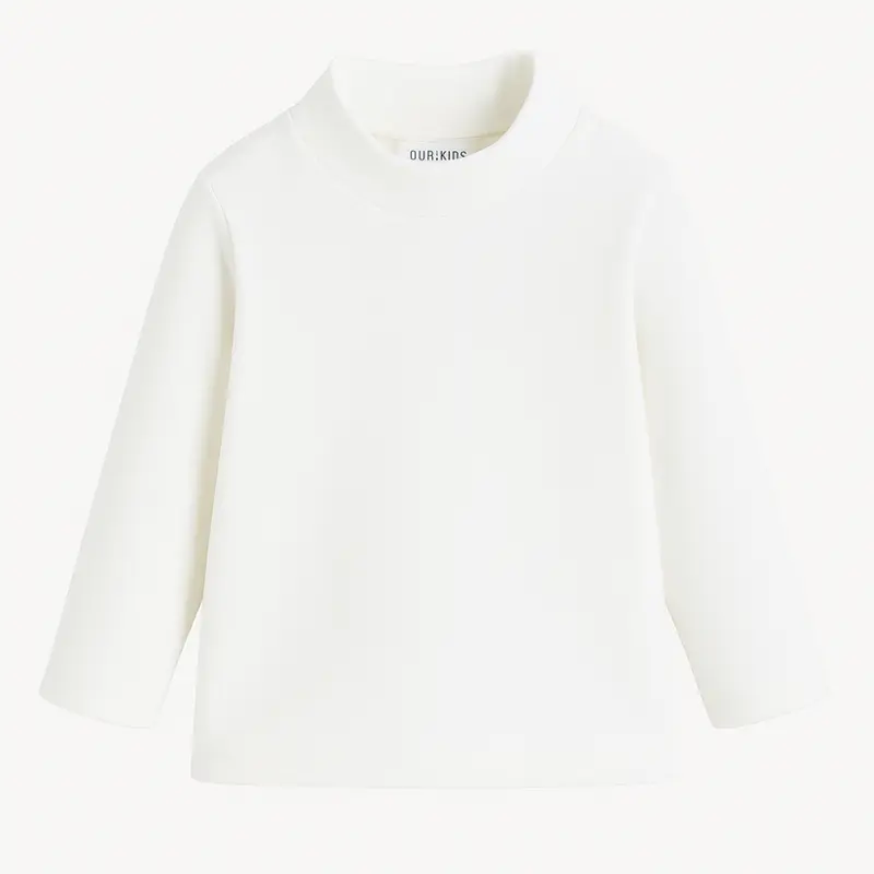 Offwhite Long-Sleeved Plain Half Collar T-Shirt