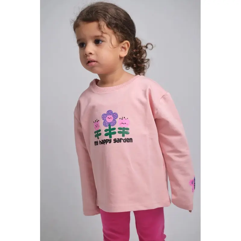 Pink Happy Garden Long-Sleeved T-Shirt