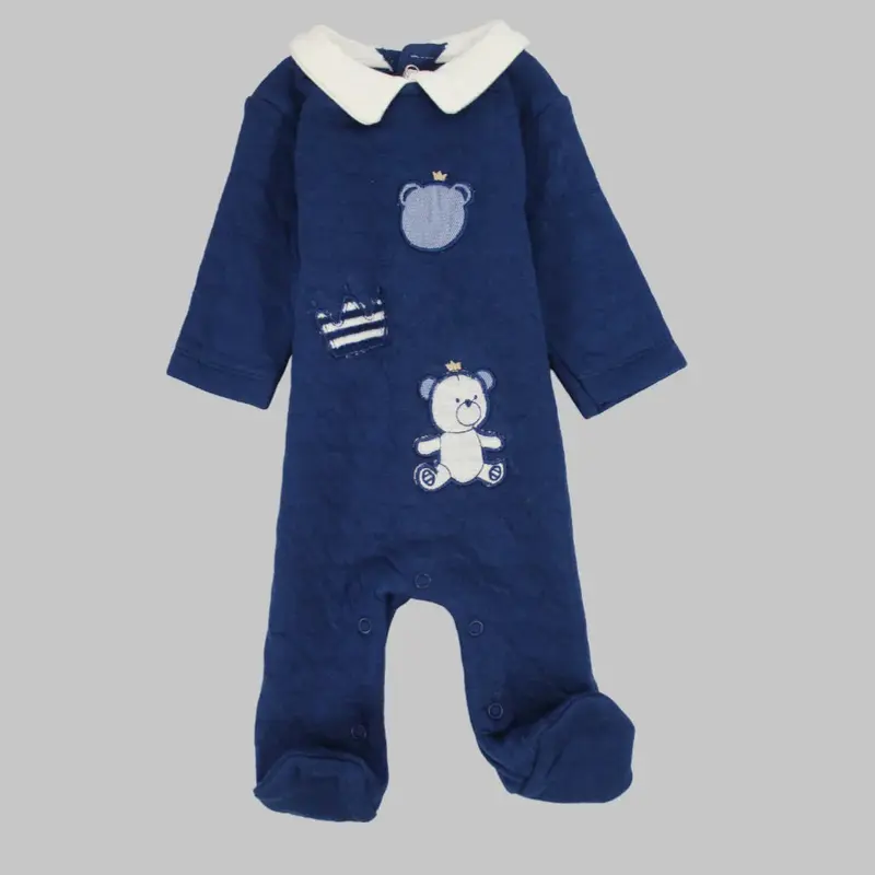 Royal Bear Long-Sleeved Baby Footie